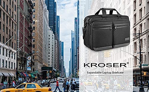 KROSER Laptop Bag Stylish Laptop Briefcase Fits Up to 17.3 Inch Expandable Water-Repellent Shoulder Messenger Bag Computer Bag with RFID Pockets for Business/Travel/School/College/Men/Women-Black - Image 8